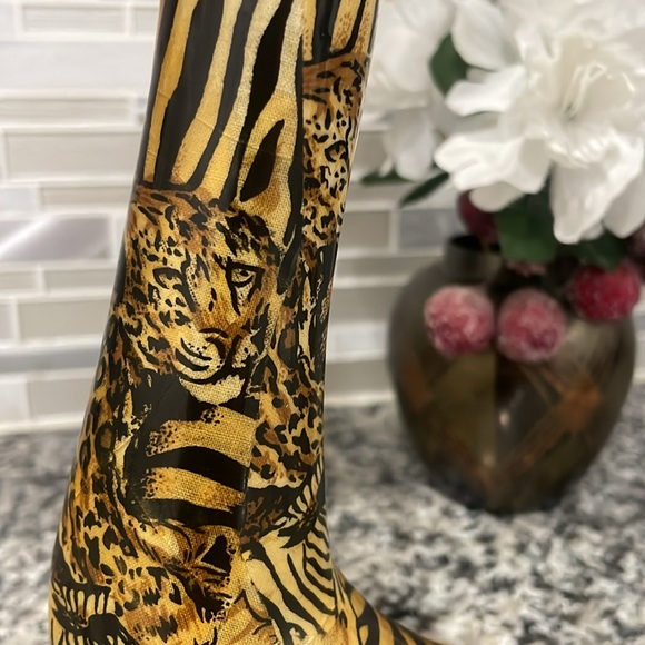 La Vie Giraffe Figurine Safari Animal Print Patchwork - Picture 7 of 14